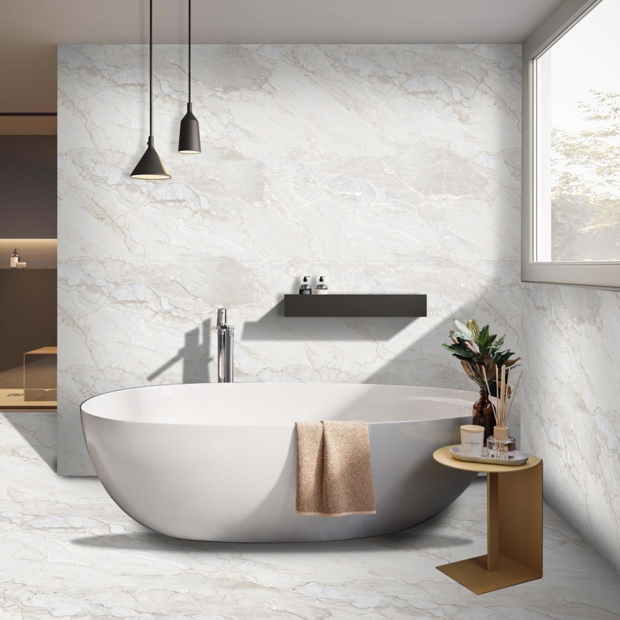 Плитка настенная 120x60 RS Gravel White Carving структурная бежевый Realistik Плитка настенная 120x60 RS Gravel White Carving структурная бежевый Realistik