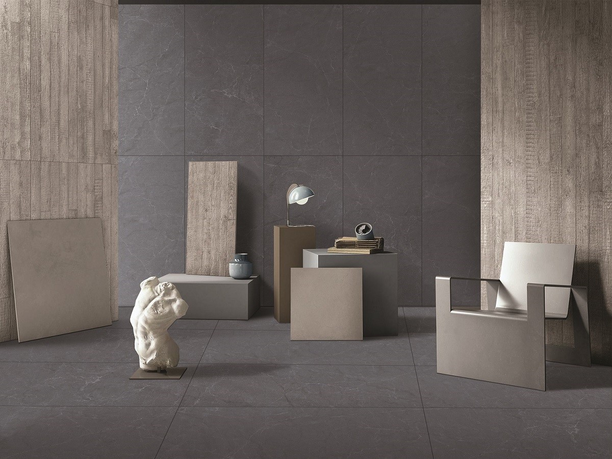 Плитка настенная 120x60 9мм Пьюр черный матовый карвинг 1.44 матовая графит Realistik Плитка настенная 120x60 9мм Пьюр черный матовый карвинг 1.44 матовая графит Realistik