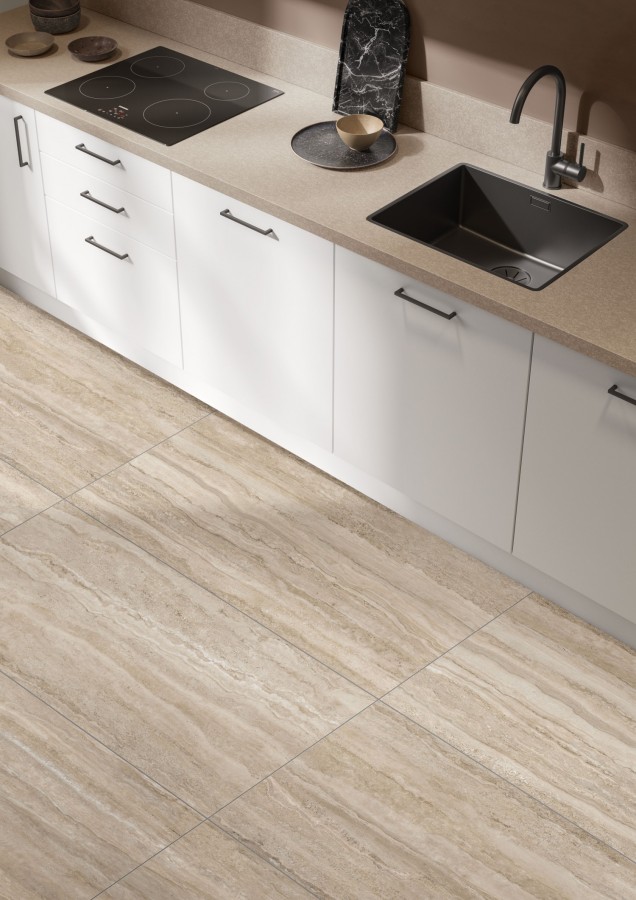 Плитка настенная 120x60 8мм СитиСтоун травертин линейный Крем матовая Vitra Плитка настенная 120x60 8мм СитиСтоун травертин линейный Крем матовая Vitra